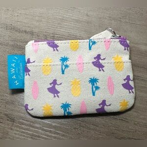 Hawaii‎ Collection Hula Girl Small Zipper Pouch With Key Ring Travel.